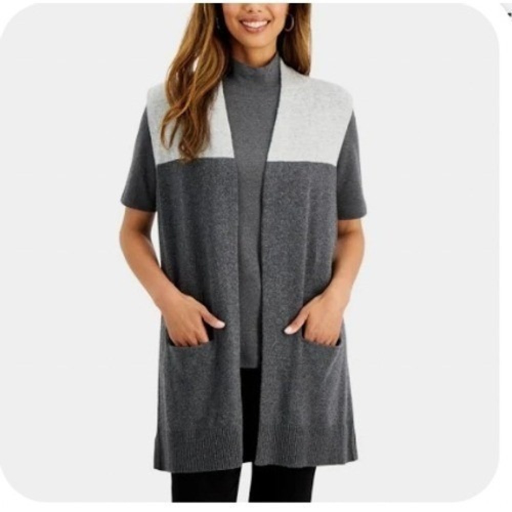 Karen Scott Women's Vest Duster Light Blue‎ and Dark Blue Size XL